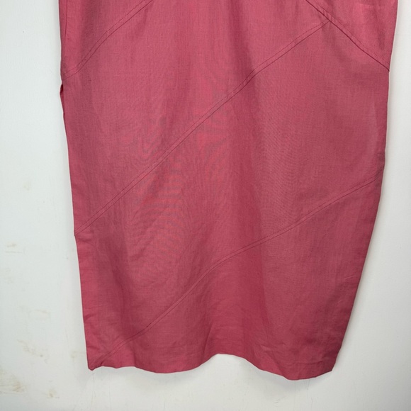 NWT Zara Pink Linen Blend Midi Dress Sz Small Side Slits Boho Chic - Picture 7 of 16